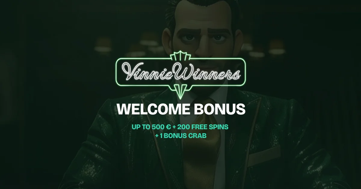 VinnieWinners Casino — 100% tot € 500 + 200 gratis spins